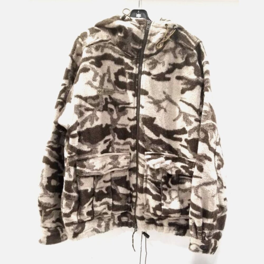 VTG Columbia Mens L Gallatin Wool Snow Camo Hunting Jacket Hooded Monarch Pass